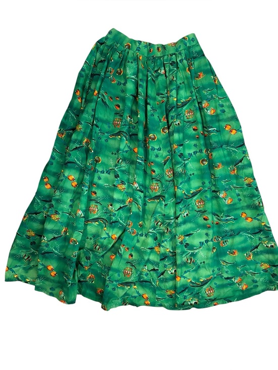 Vintage Dresses & Skirts - Vintage Full A-line Skirt Fish Ocean Marine